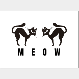 Mysterious Meow - Twin Black Cats Posters and Art